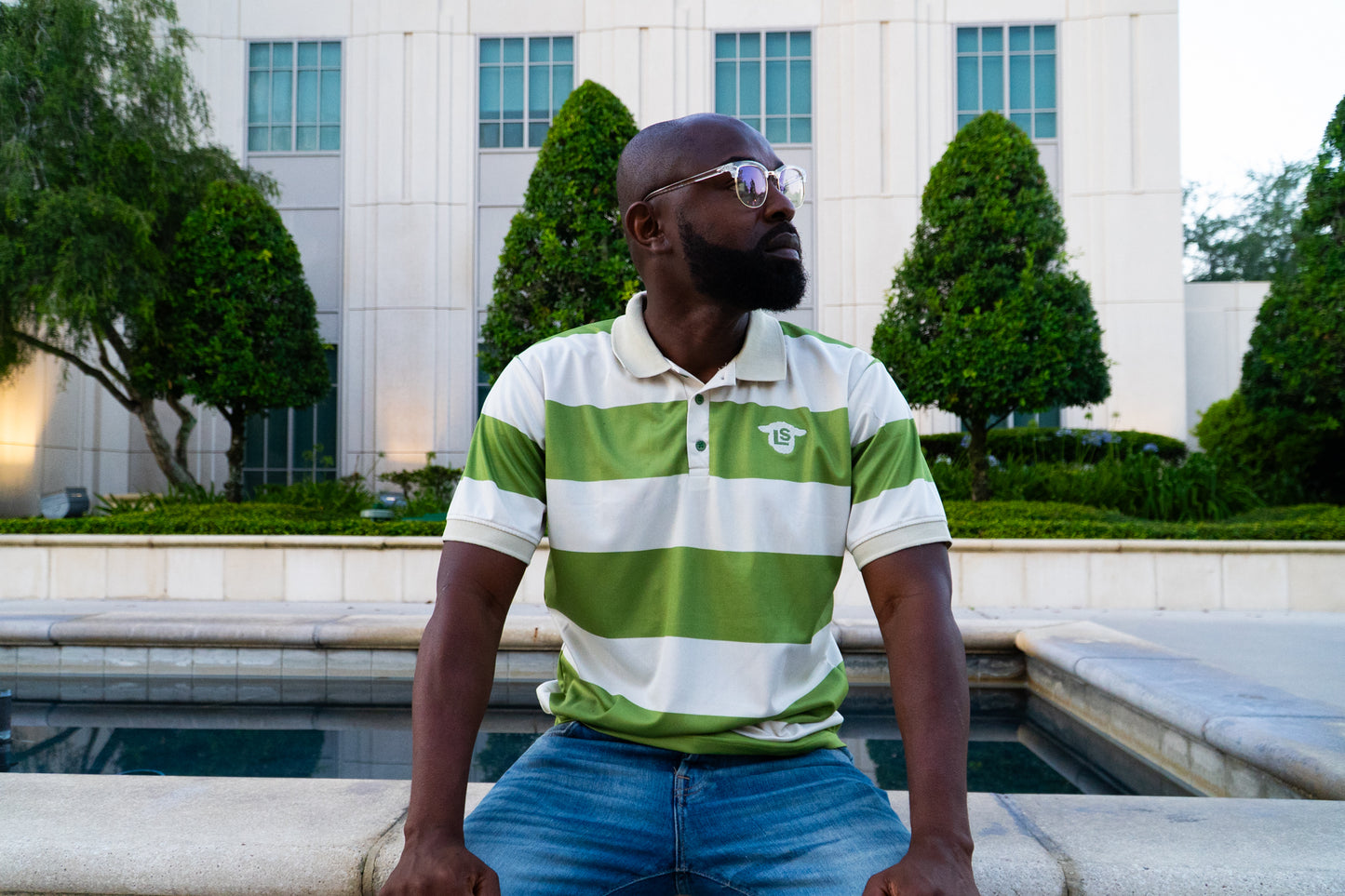 LS Mens Striped Polo