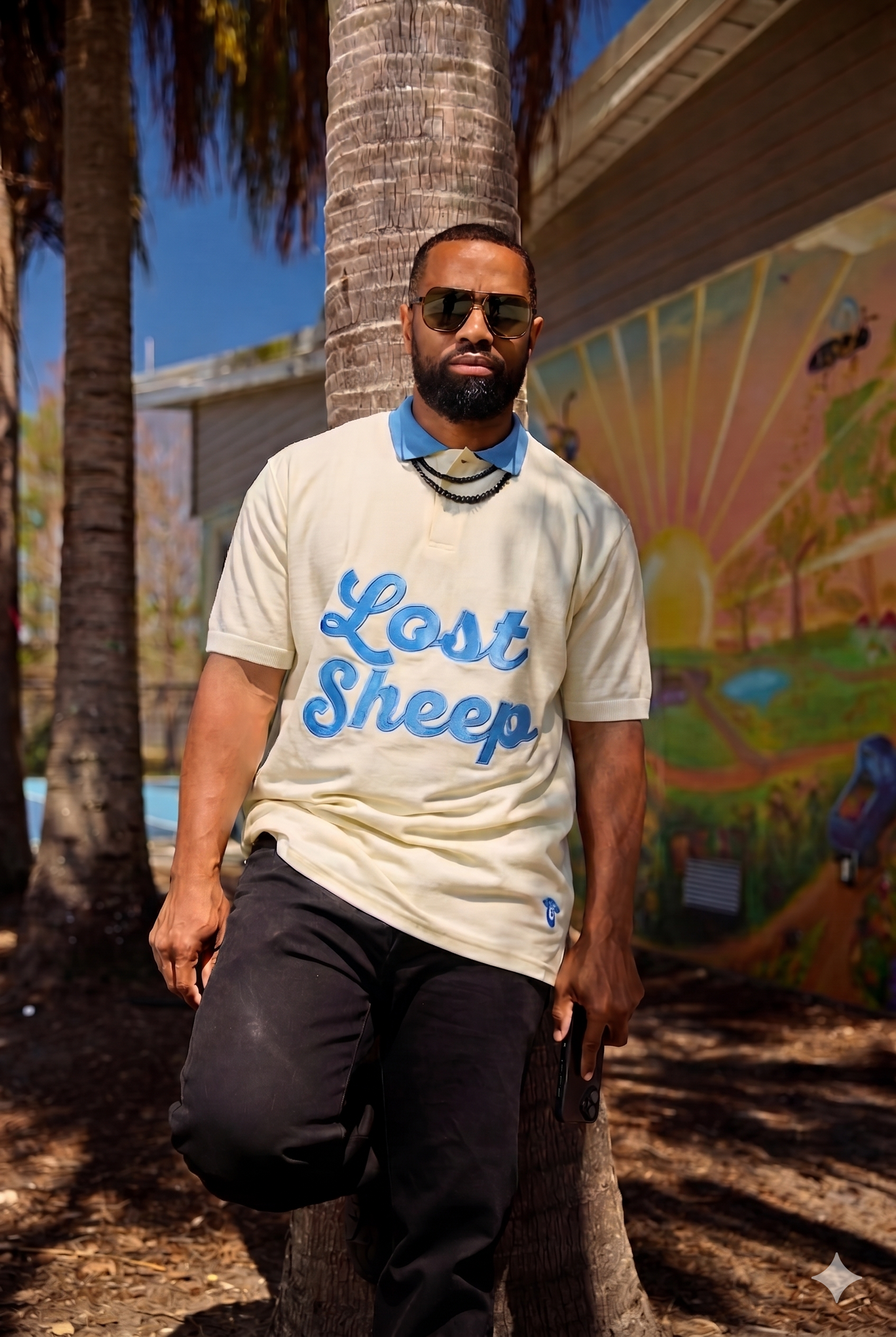 Mens Lost Sheep Offset Polo