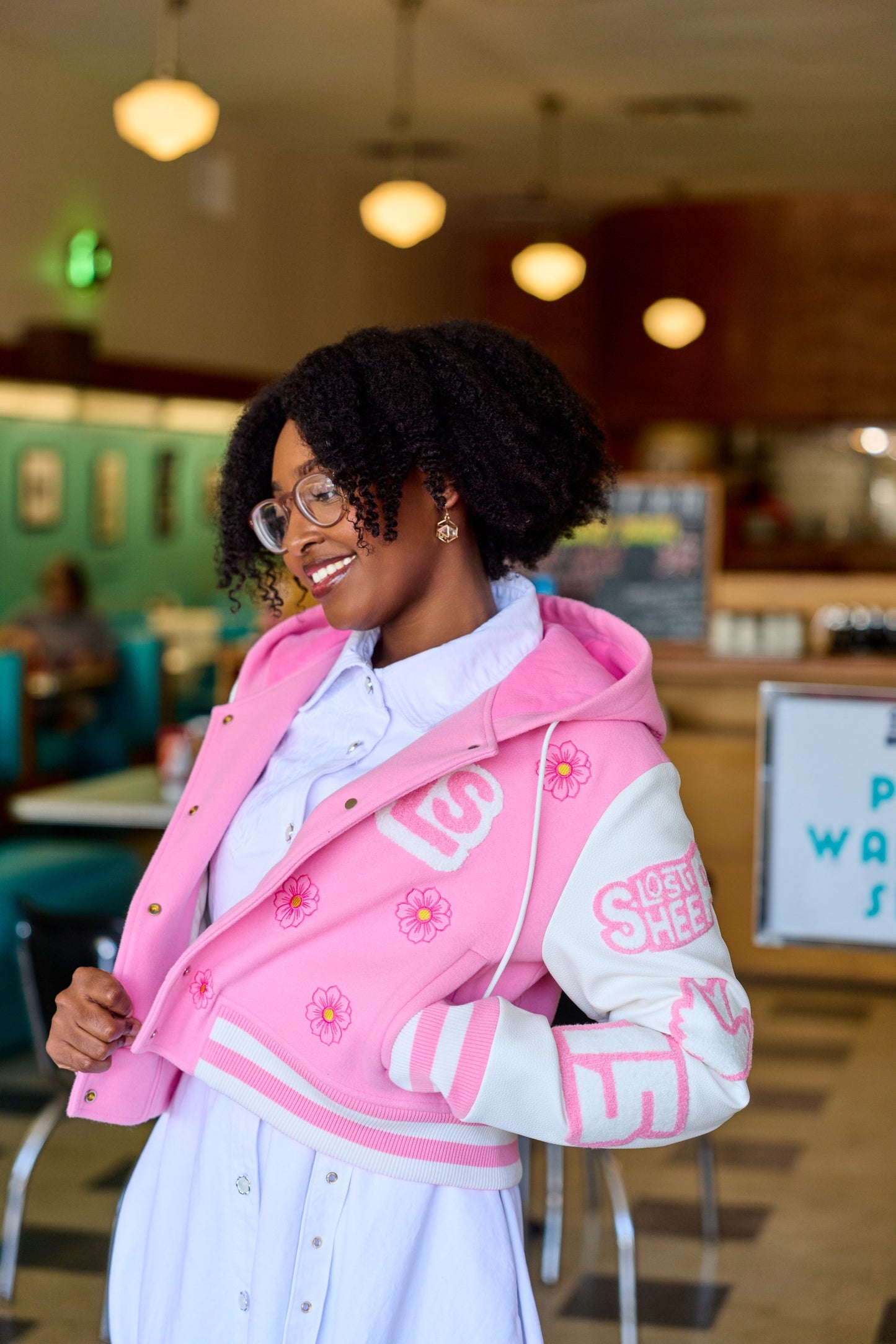 The LS Womens Varsity Crop Lettermen's Jacket